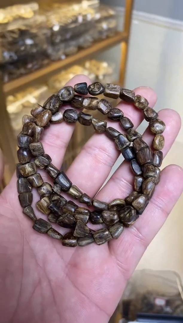 手串沉香 文莱随型长串沉水留疤多样性发其一