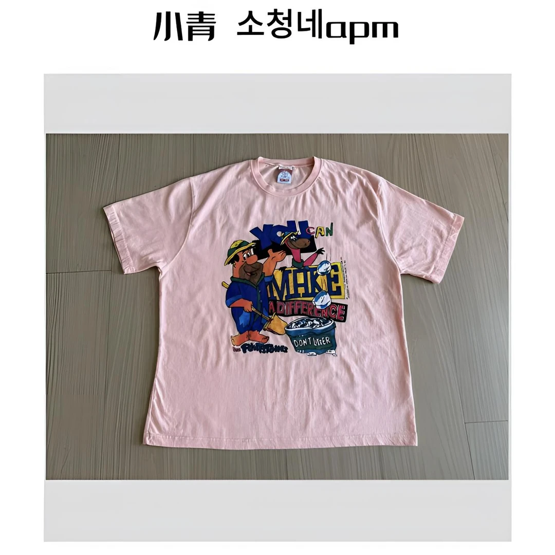 韩国东大门 公鸡/ 采矿大老爷字母卡通T恤休闲服