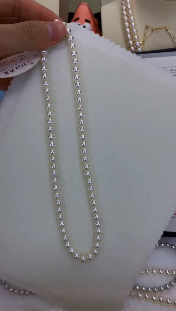 银S925镶嵌DA海水珍珠 GD006 6-6.5 rose串链带大证