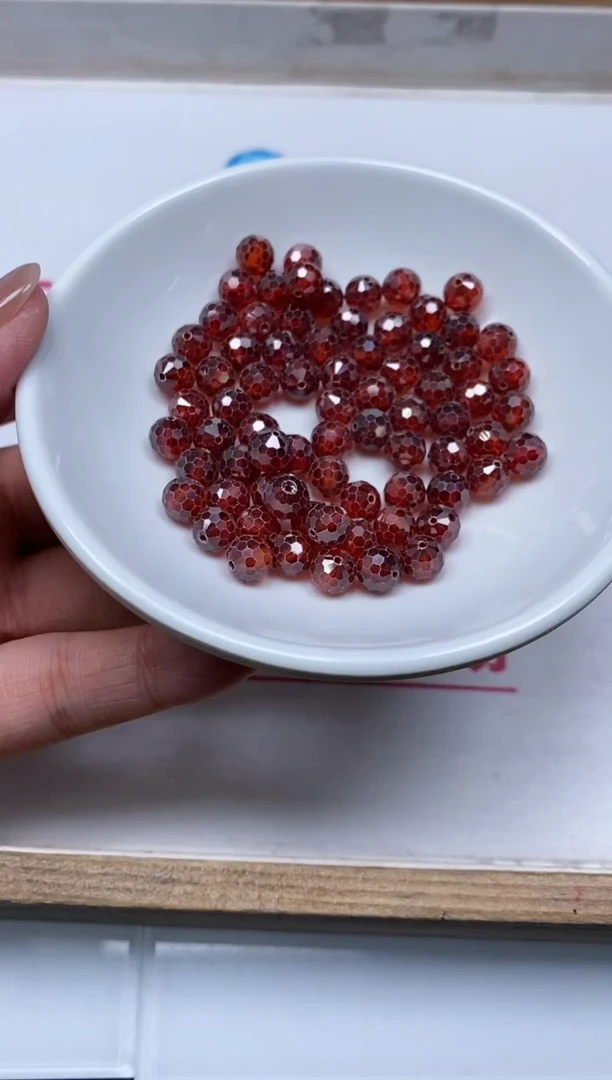 散珠天然锆石未镶嵌B2072红锆石切面6mm10个9元