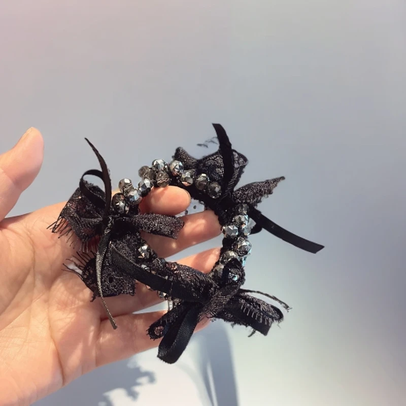 【实拍】闪闪蕾丝蝴蝶结发圈 陈太太 赵宝宝同款