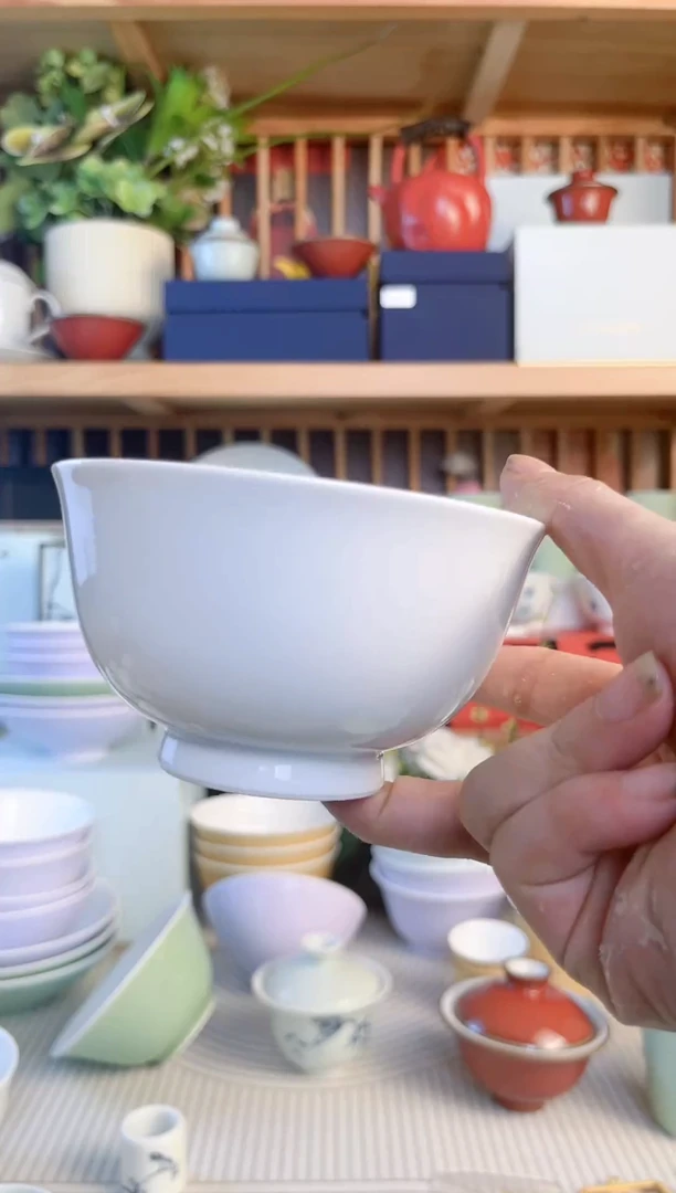 瓷片手工4.5英寸高温白瓷碗