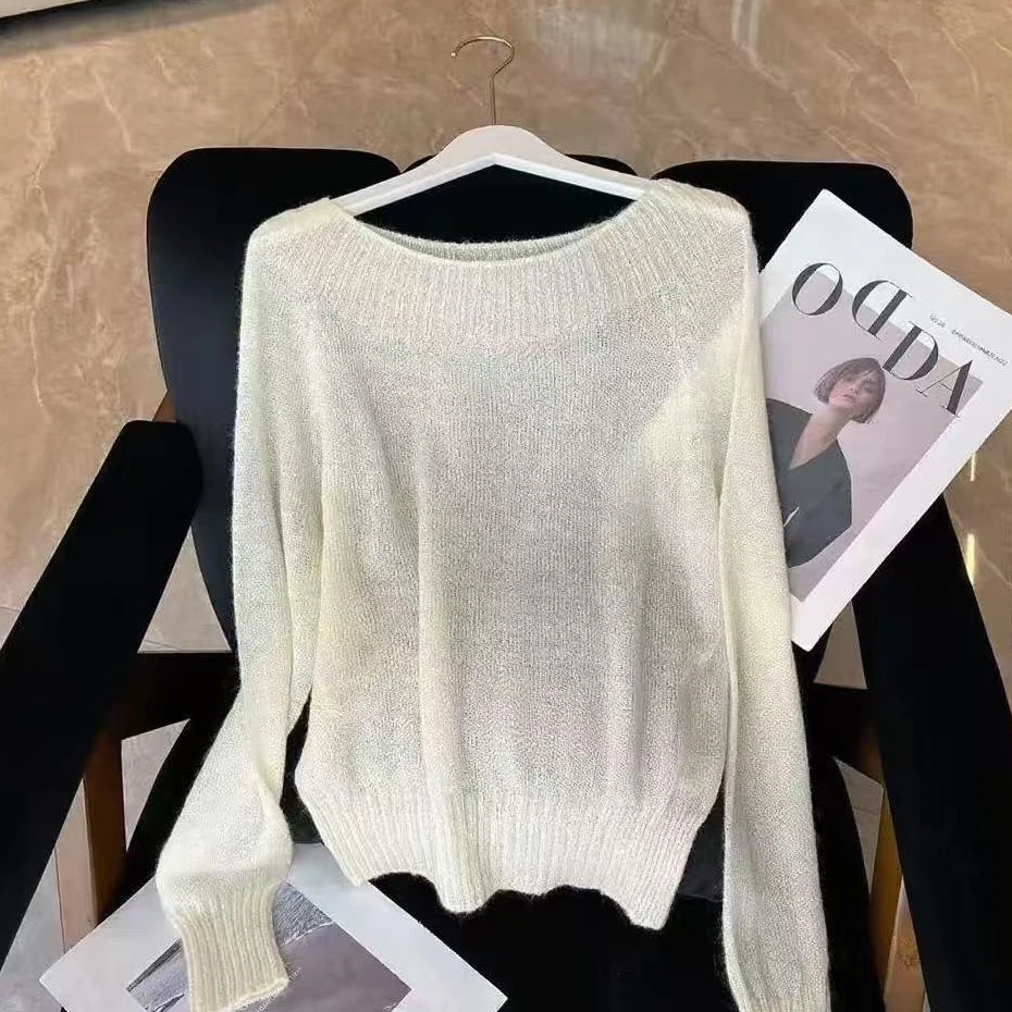2025早秋新款圆领休闲纯色百搭高级套头毛衣针织衫女上衣H8-56