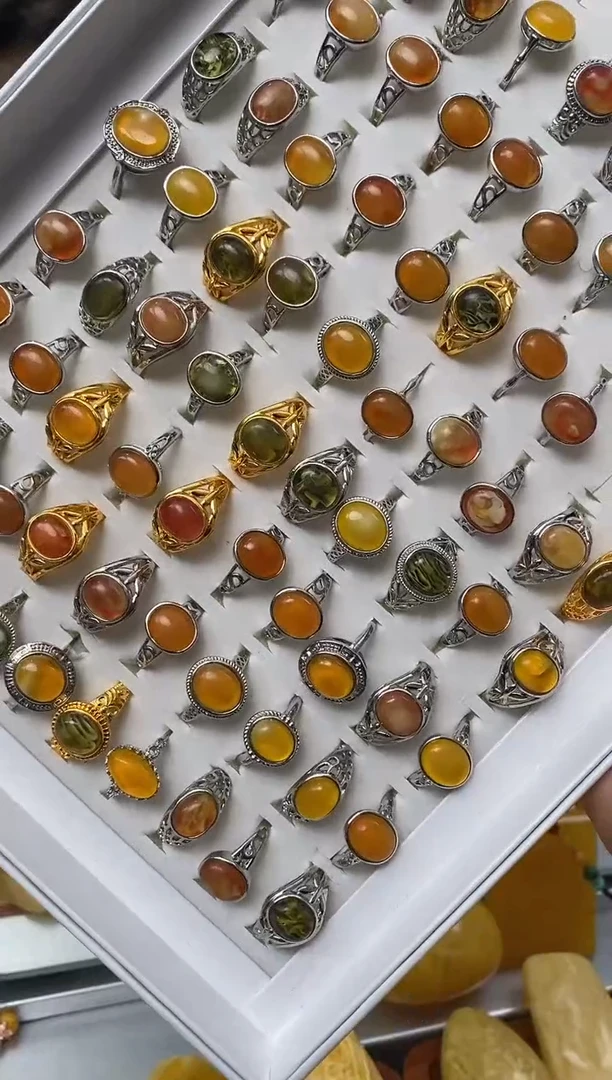 【闪购商品】琥珀裸石未镶嵌天然琥珀蜜蜡戒指