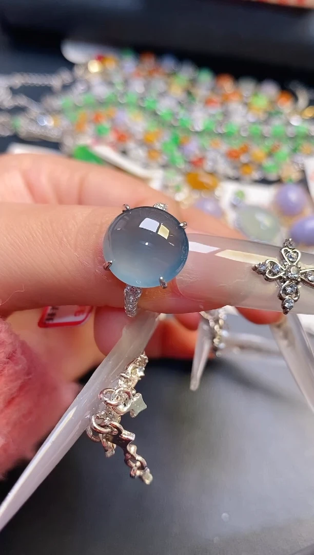 银S925镶嵌戒指翡翠天然