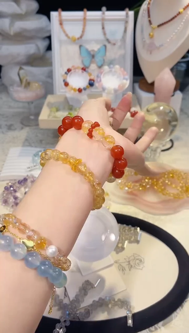 未镶嵌手串水晶绽***蕾捕金网