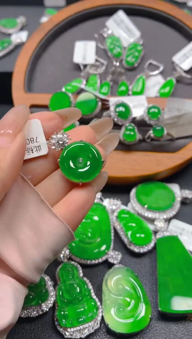 吊坠(不含链)银S925镶嵌翡翠1