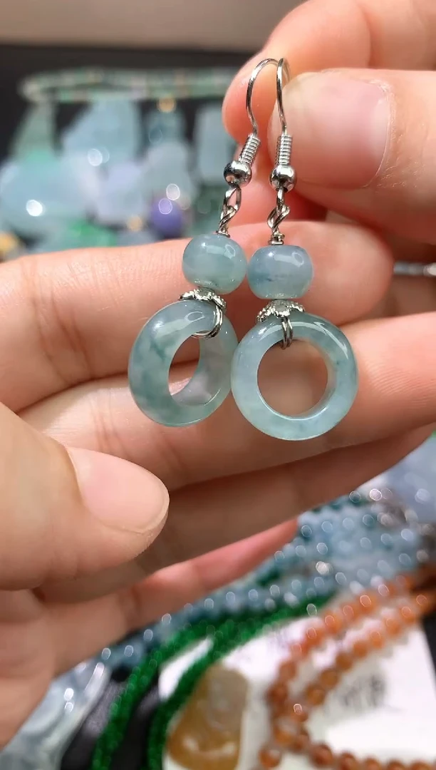 翡翠未镶嵌耳饰耳坠