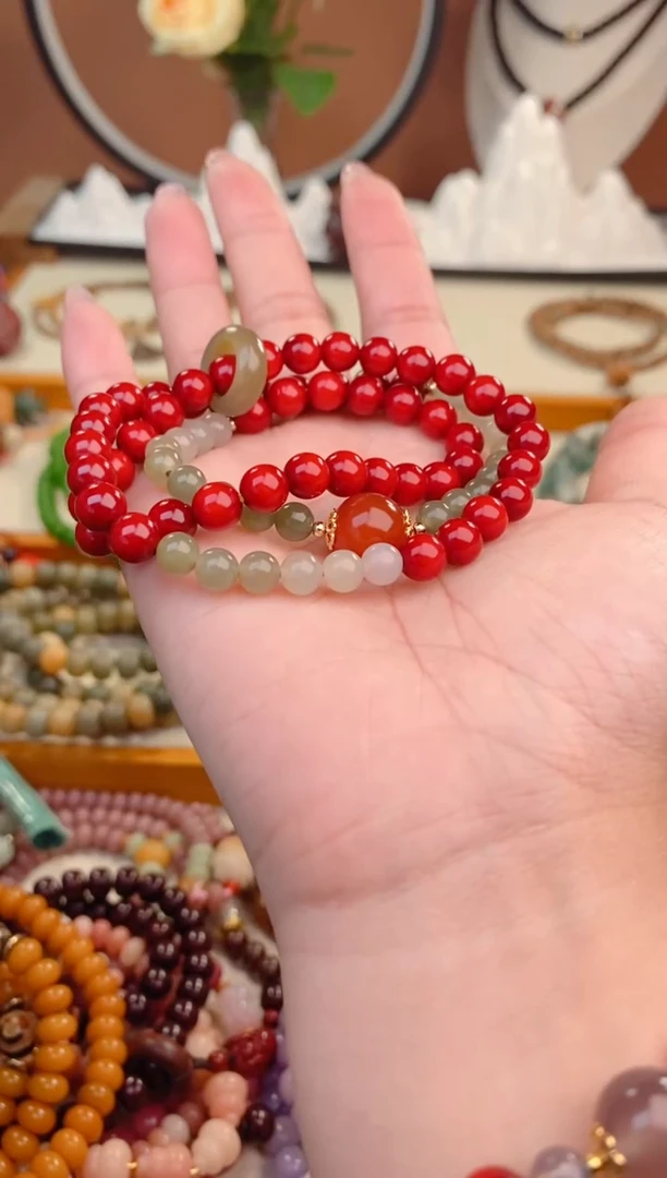 【闪购商品】非洲檀香手串/手链红油高冰心荷塘月色三圈