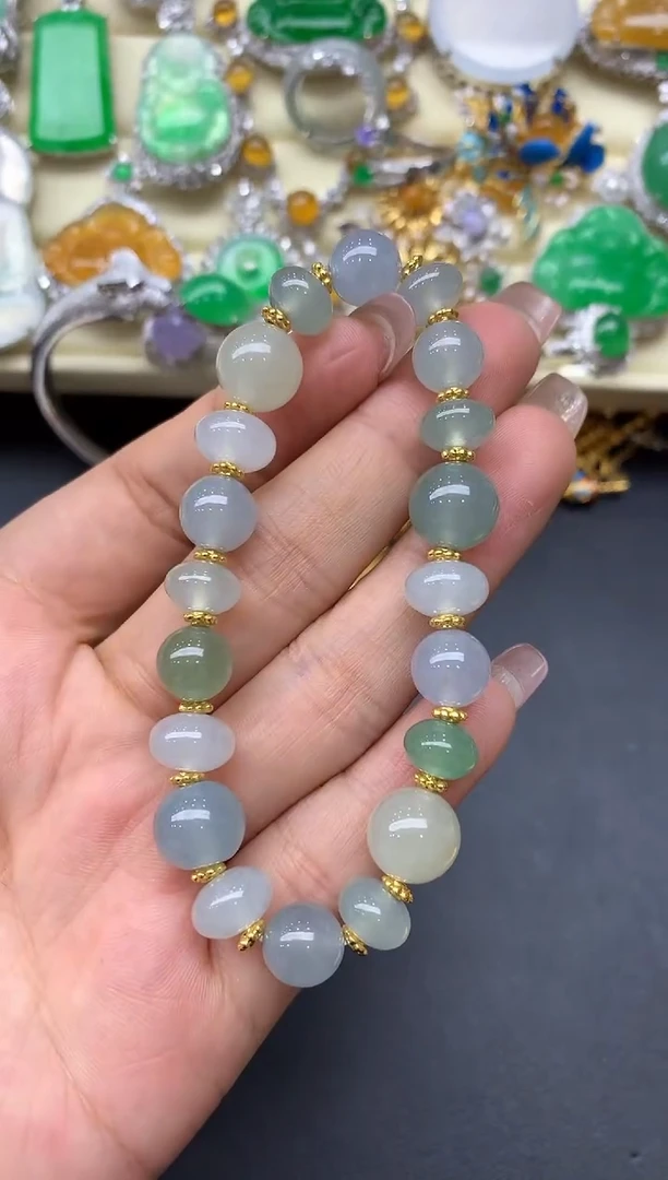 足金镶嵌手链翡翠364中国好珍宝