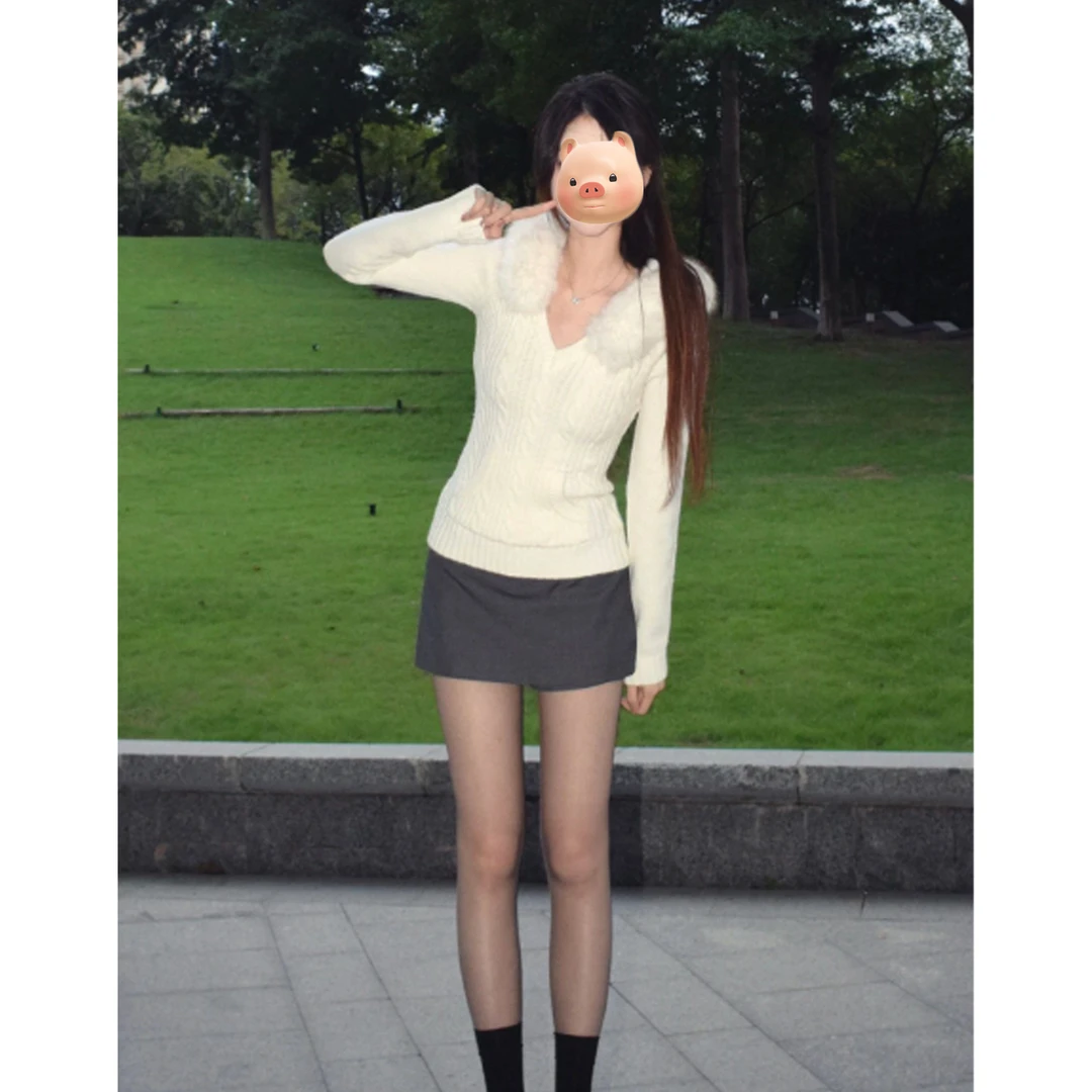 法式大毛领套头麻花毛衣女2025新款秋冬加厚慵懒风内搭针织衫上衣