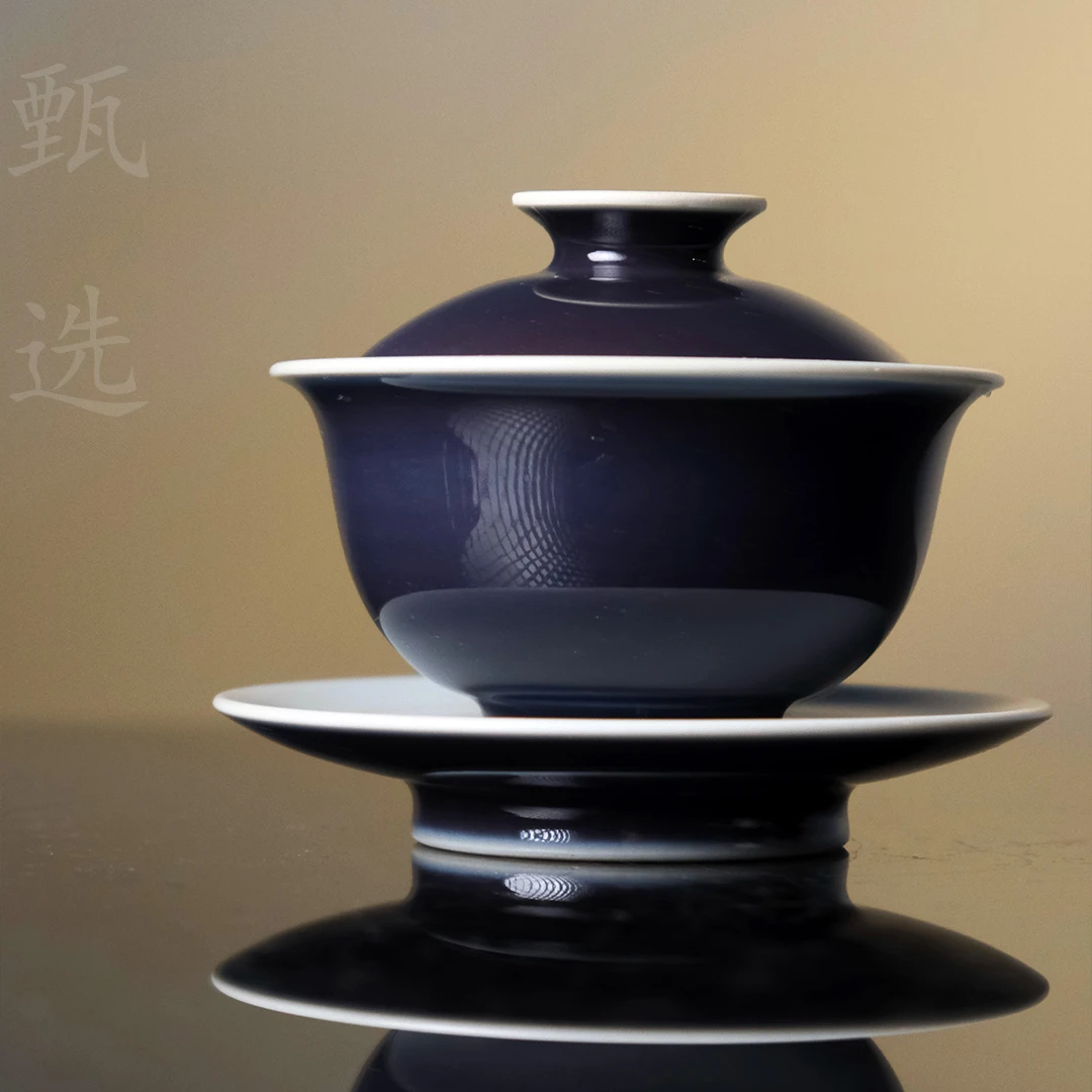 【器度甄选】天予窑 汝瓷 麒麟三才元宝盖碗
