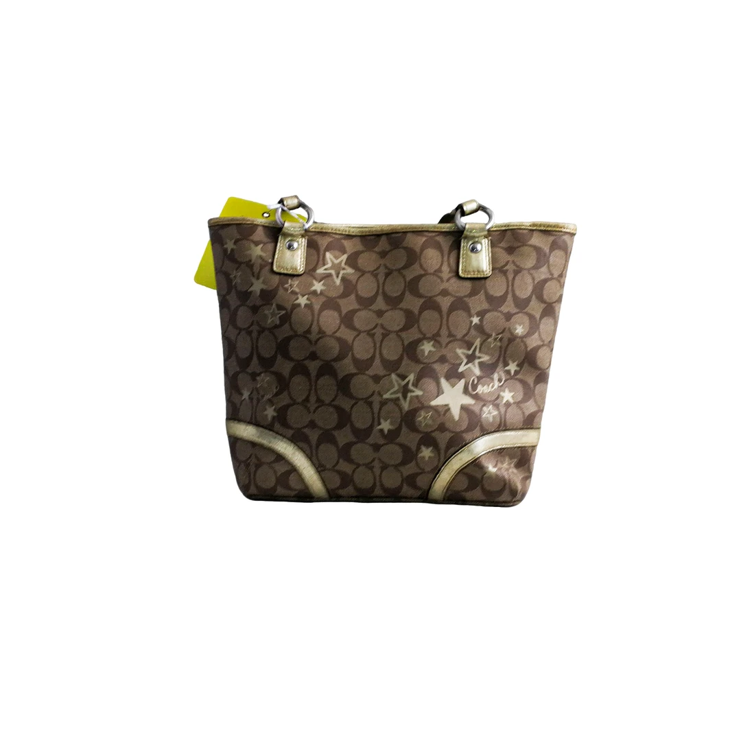 95新 COACH/蔻驰 coach  棕老花托特包 a011204