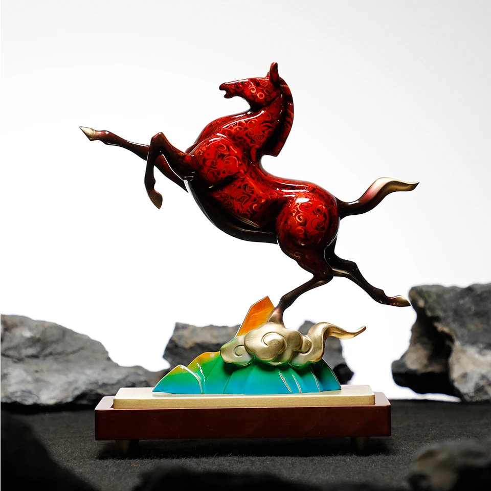 马到成功黄铜马摆件新中式高档客厅办公室领导装饰品公司开业礼物