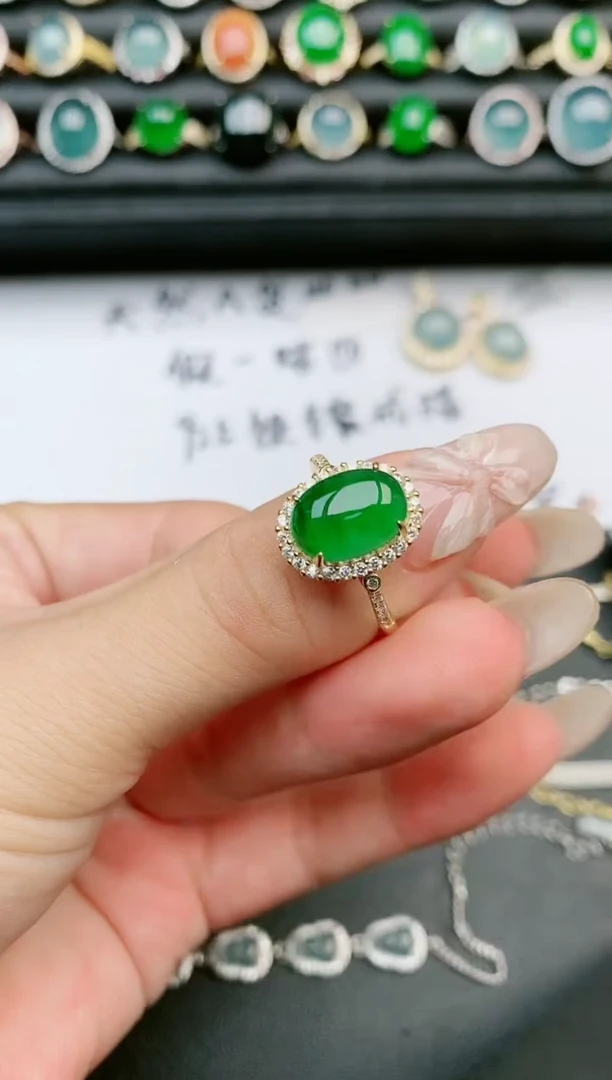翡翠戒指银S925镶嵌1111111