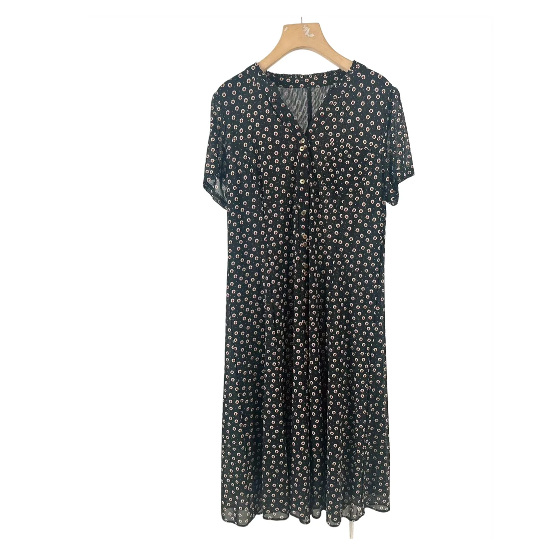 【JX6059黑色气质裙】麦多多专属2025时尚百搭洋气夏中长款连衣裙