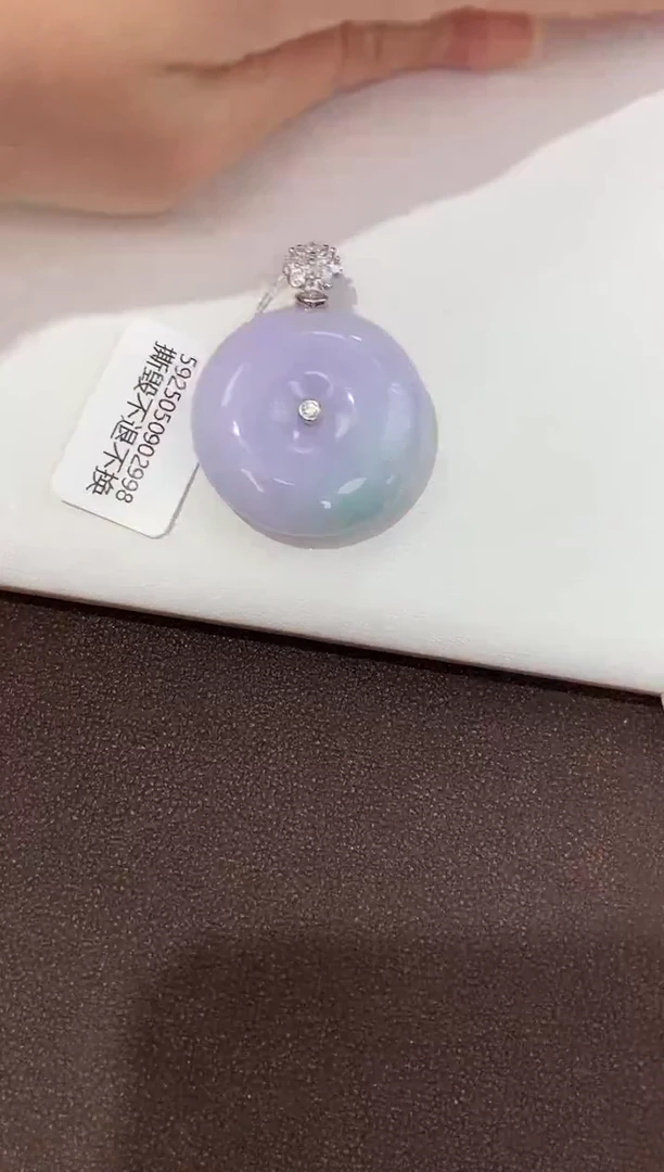 翡翠银S925镶嵌颈饰天然缅甸a货翡翠淡春彩有棉