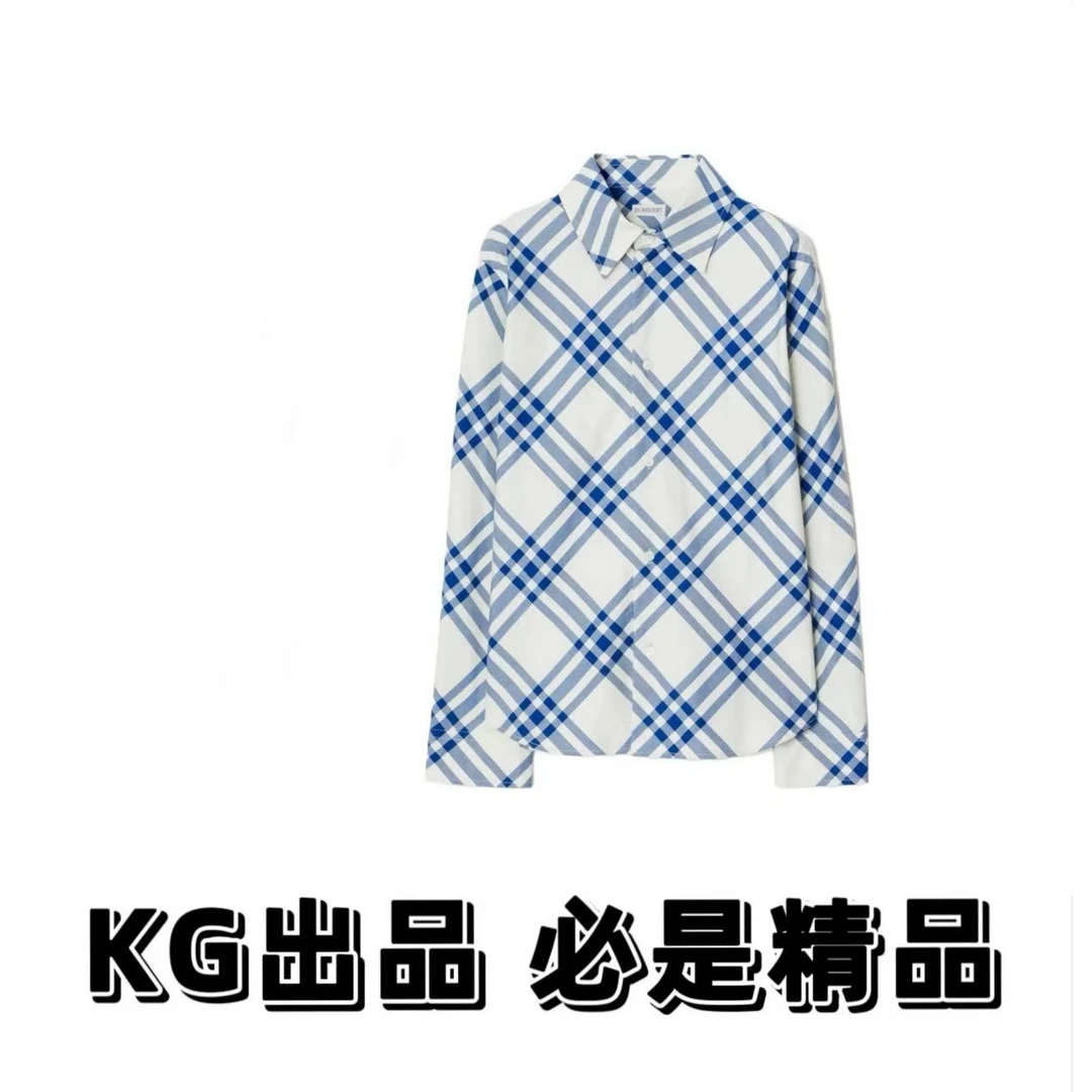 kg出品（男女同款）蓝白格纹衬衫