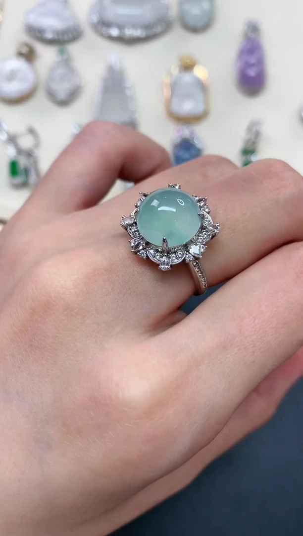 翡翠戒指18K金镶嵌A314|5800