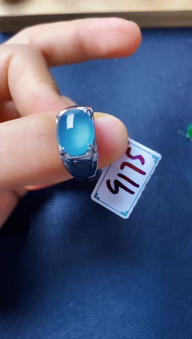 银S925镶嵌戒指翡翠2222222