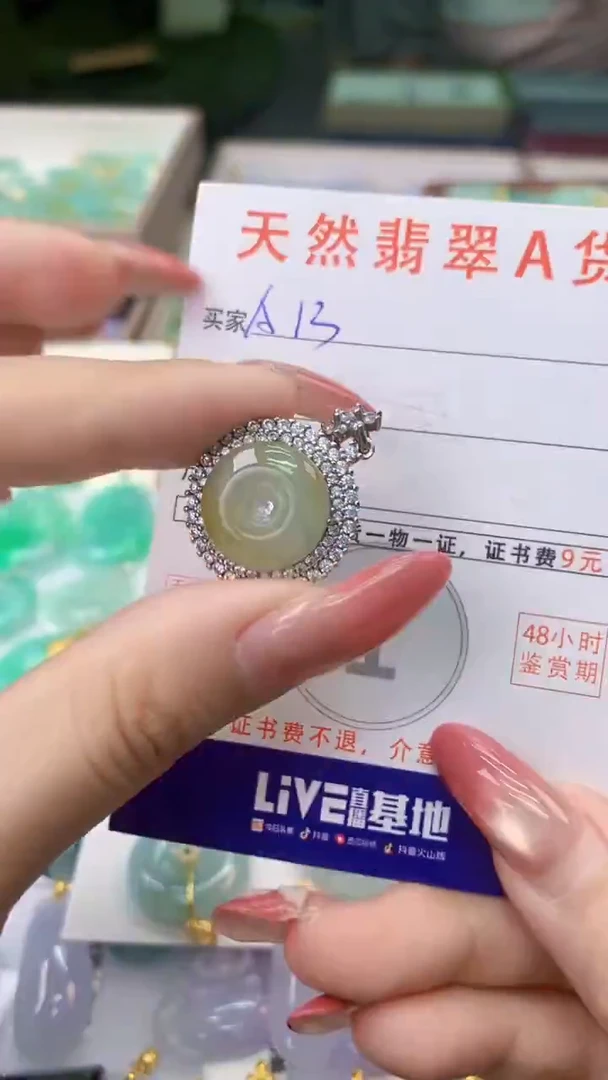 颈饰银S925镶嵌翡翠天然A货翡翠挂件