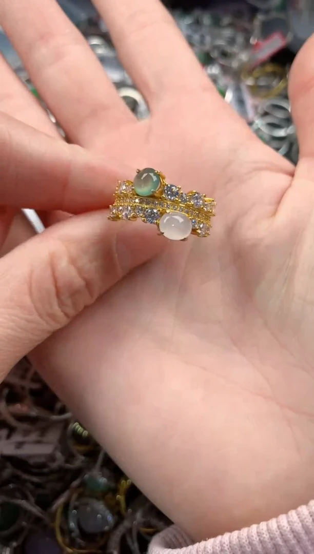 银S925镶嵌戒指翡翠666   8