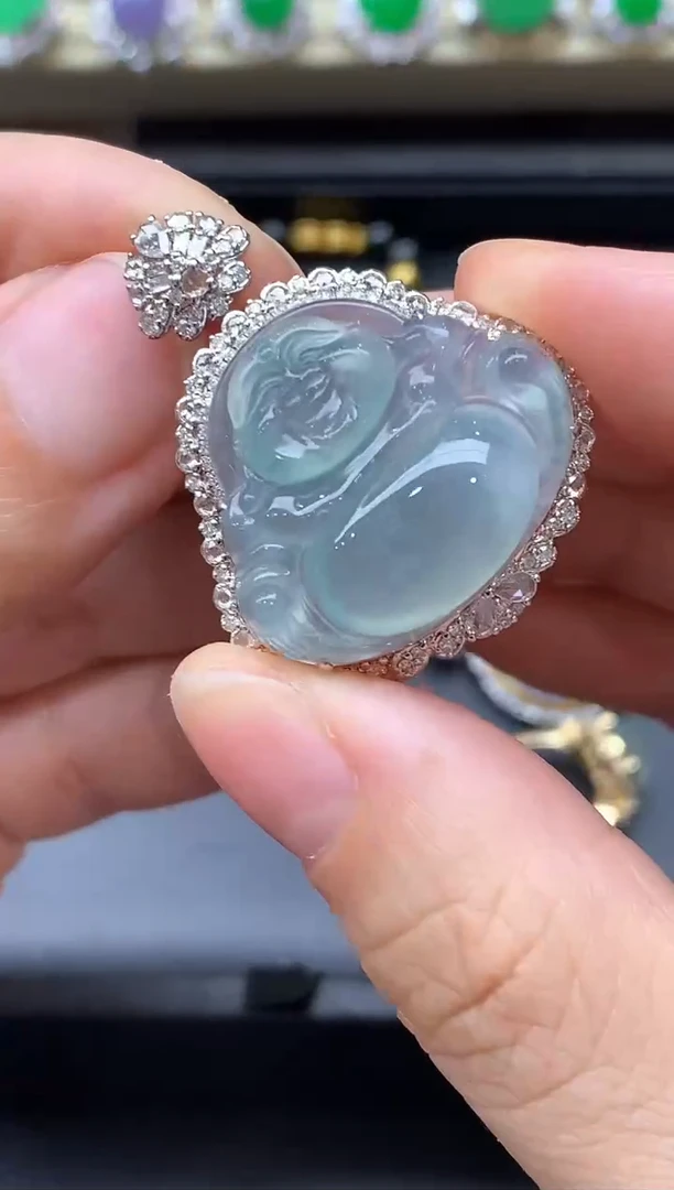 颈饰18K金镶嵌翡翠642-中国好珍宝