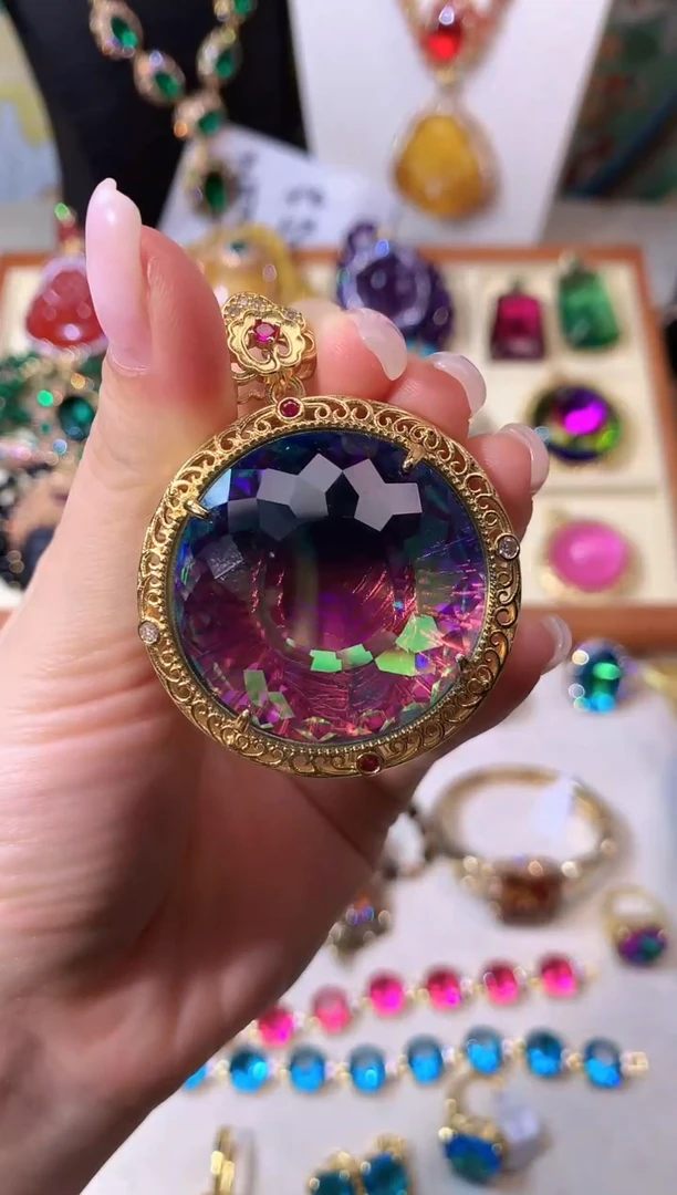 纯铜大理石彩色吊坠