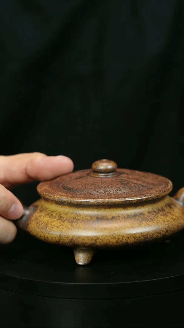 茶壶紫砂噢*噶H2134顾建平柴烧大明扁炉
