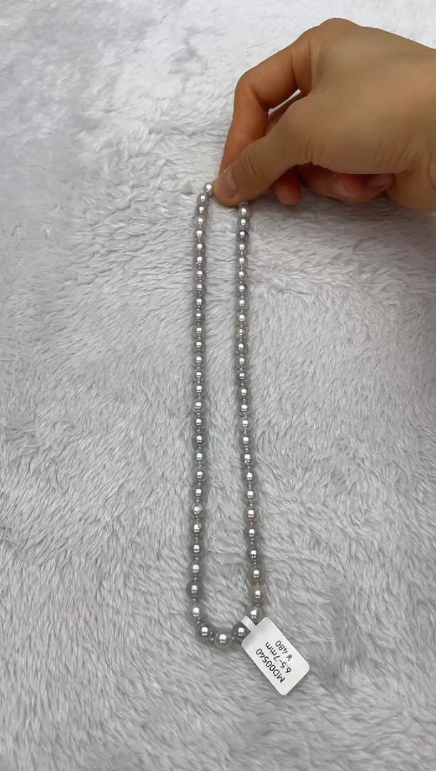海水珍珠银S925镶嵌项链AK真多麻6.5-7mm