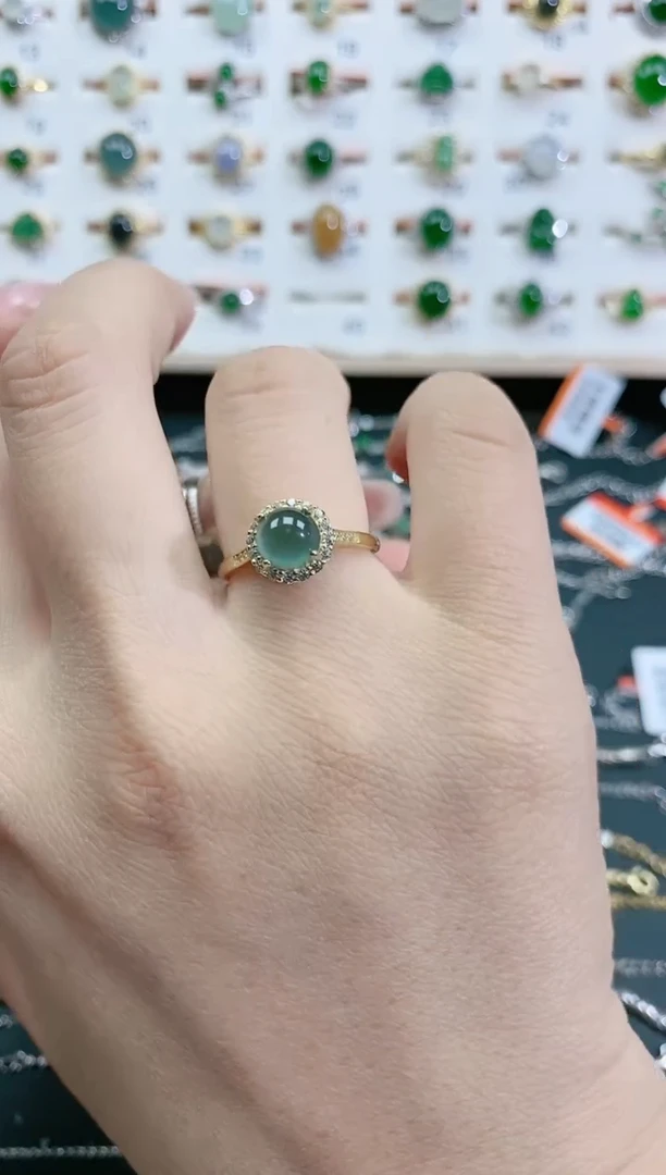 翡翠戒指银S925镶嵌 天然翡翠