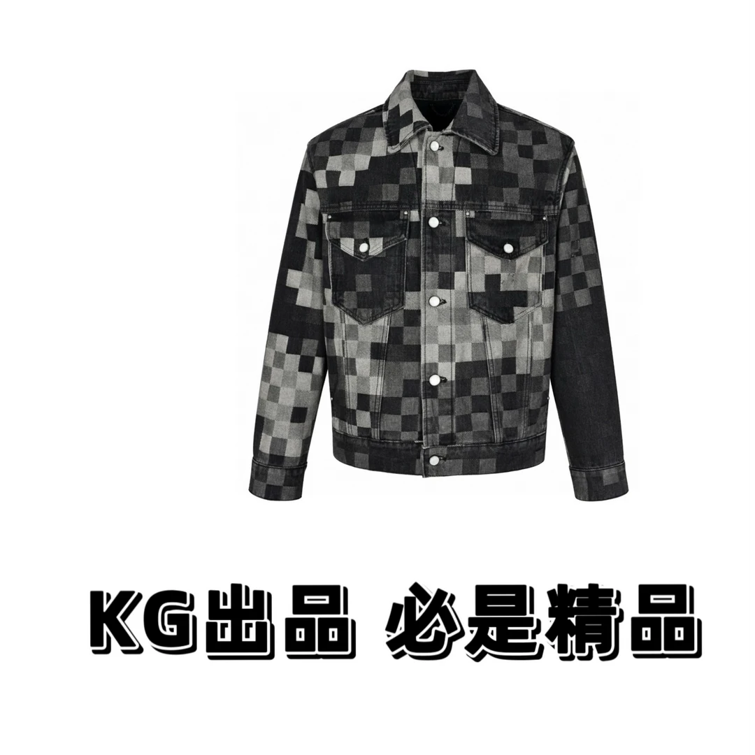 kg出品（男女同外套）马赛克棋盘格牛仔外套