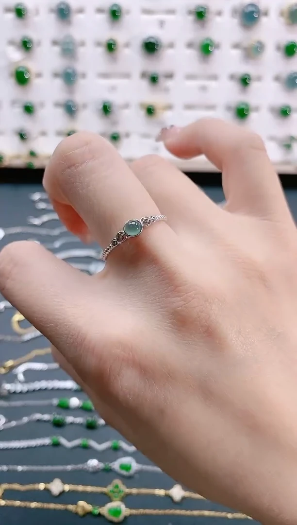 【闪购商品】翡翠戒指银S925镶嵌天然翡翠