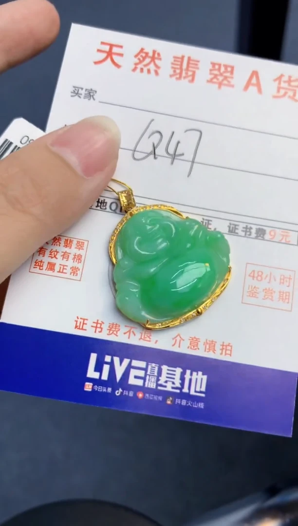 颈饰18K金镶嵌翡翠天然缅甸A货翡翠