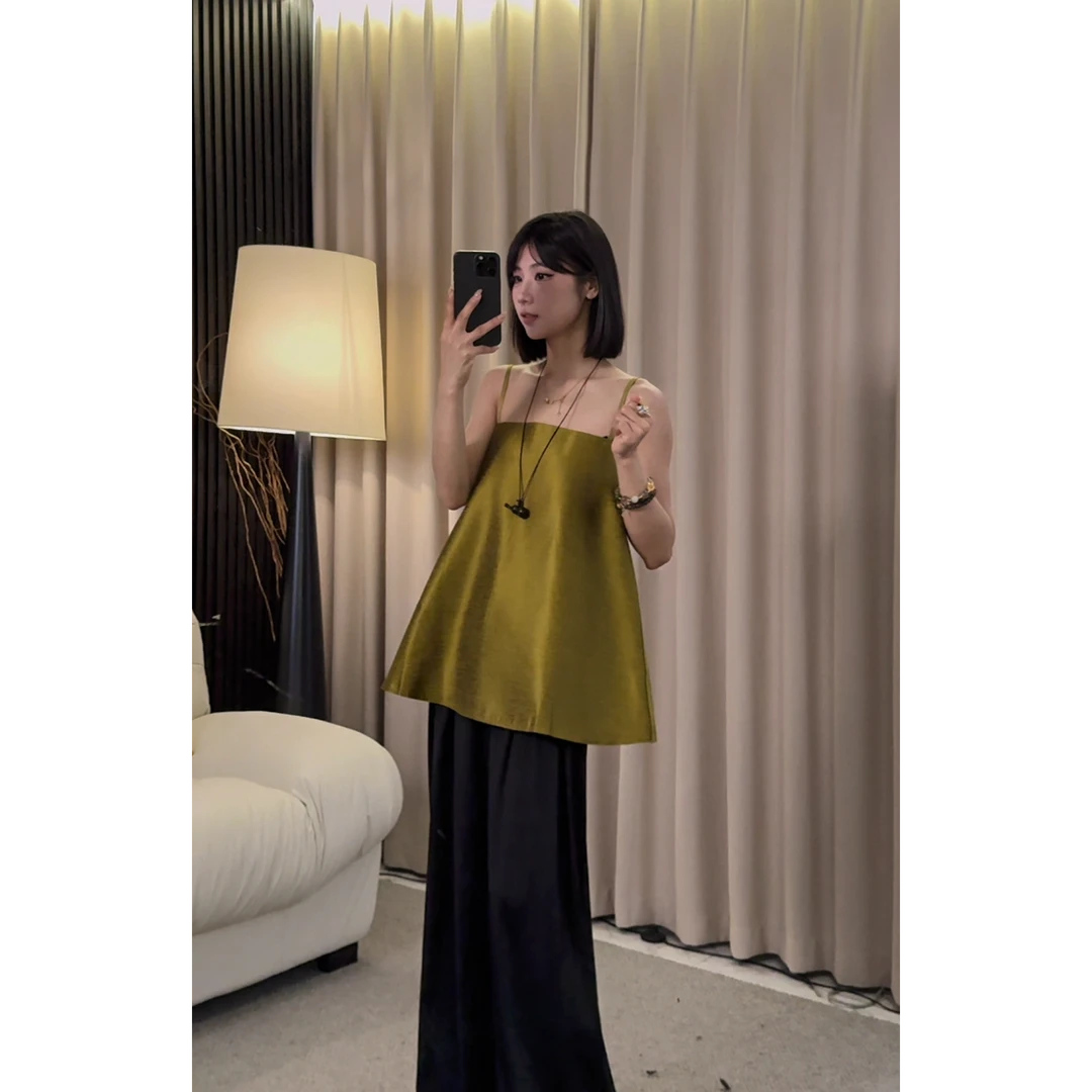 【ZZ严选】9011520轻奢高级感流光吊带背心女法式气质蓬蓬上衣夏季