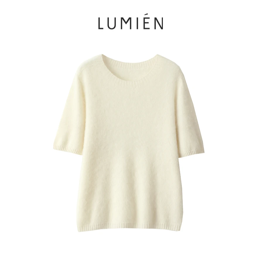 【LUMIEN 新品】早秋时尚百搭无缝羊毛拉毛针织短袖百搭LX5HTT145