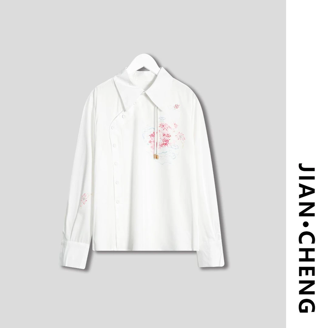 【简柽】印花斜襟扣衬衫D506-4087