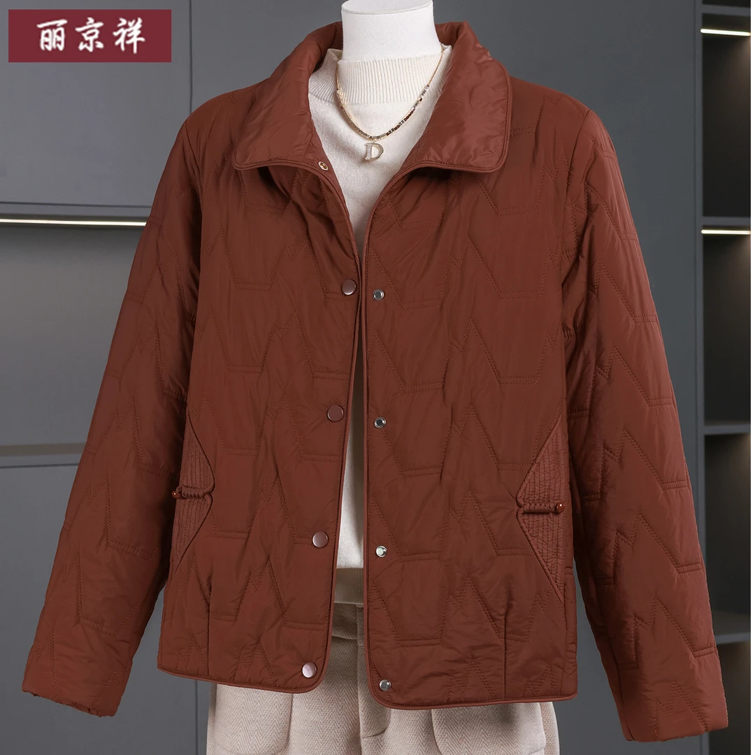 妈妈秋装夹棉外套短款轻薄棉衣洋气时尚中老年女秋冬保暖棉服