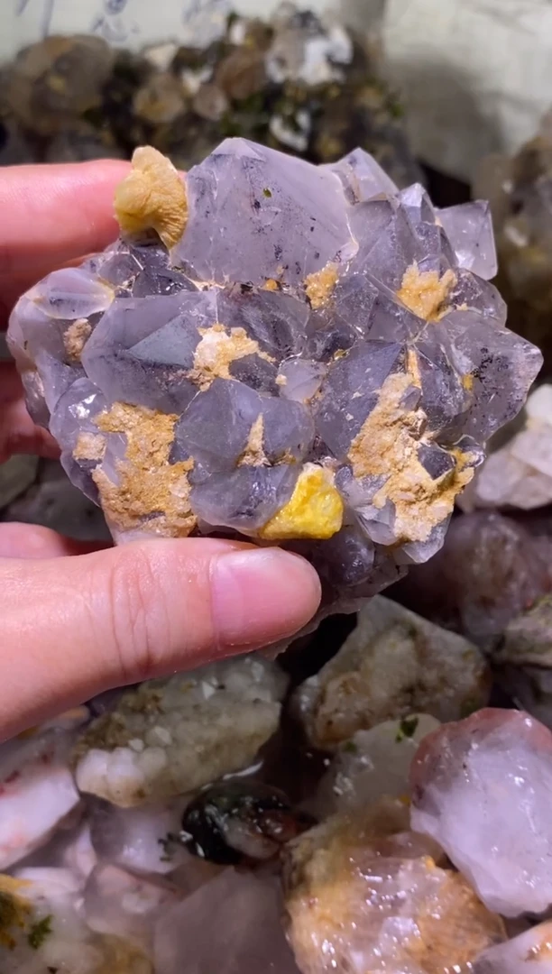未镶嵌珠宝半成品水晶91号352g葡萄+素描超七花园