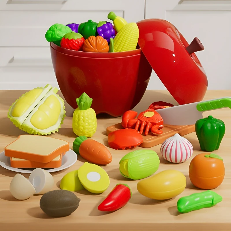 儿童水果切切乐玩具仿真蔬菜婴儿可剥皮可啃咬果蔬榴莲过家家gh