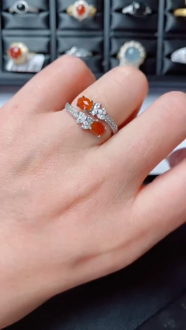 银S925镶嵌戒指翡翠...