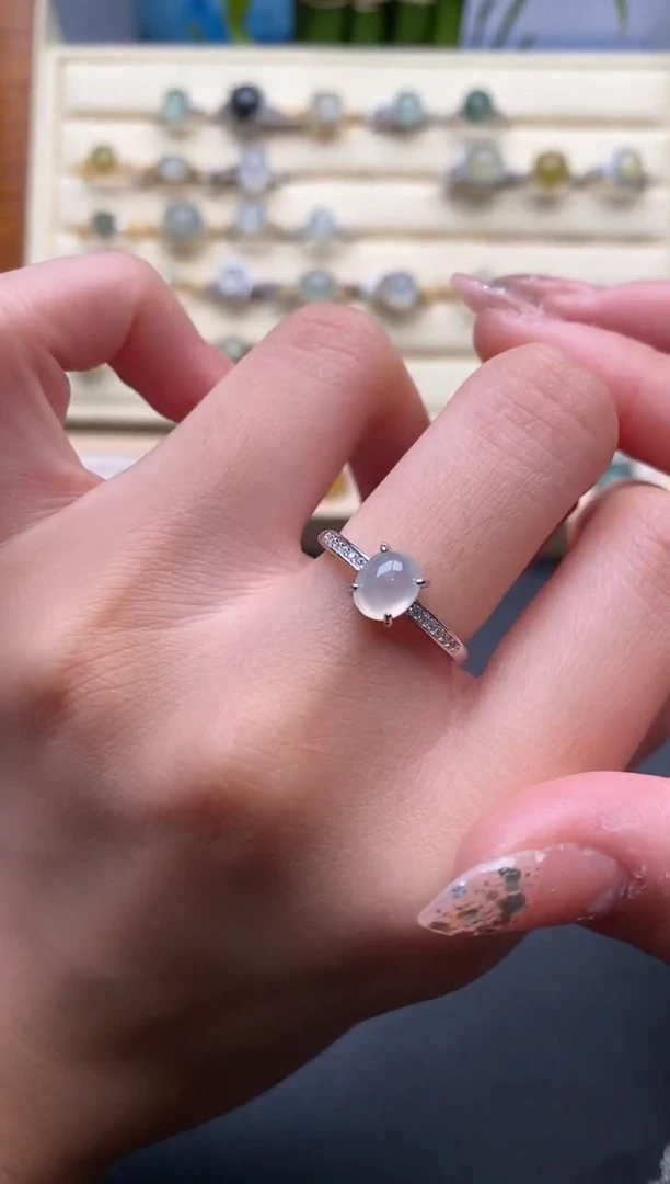 翡翠戒指银S925镶嵌77777777+7