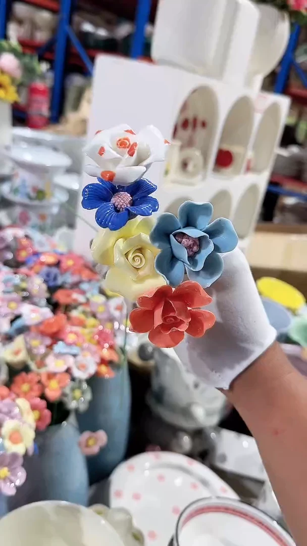 瓷片5朵陶瓷花 微瑕凑满20元包邮