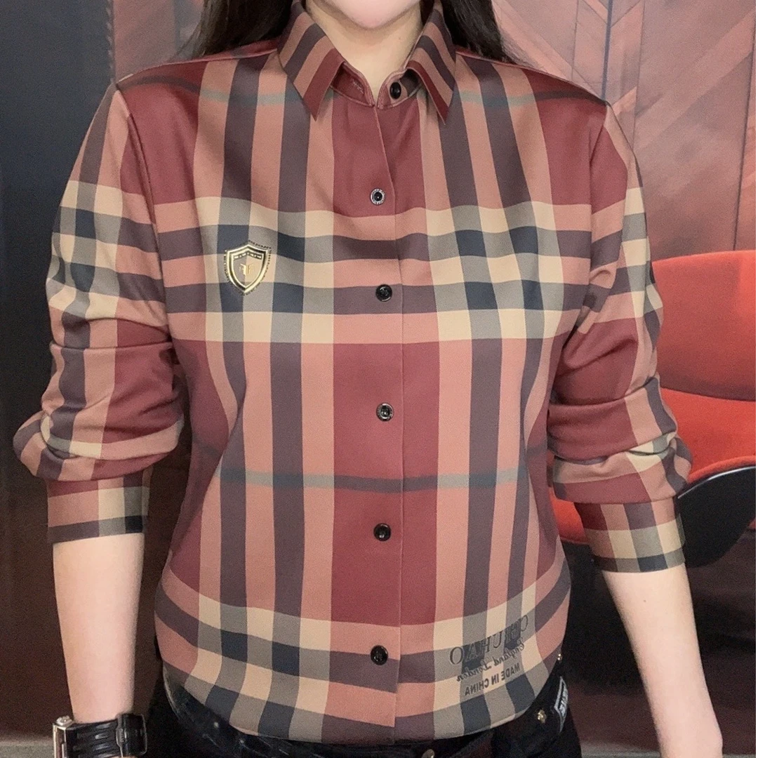 【慕克男装】秋冬新款加绒男士时尚个性百搭保暖经典格纹修身衬衫