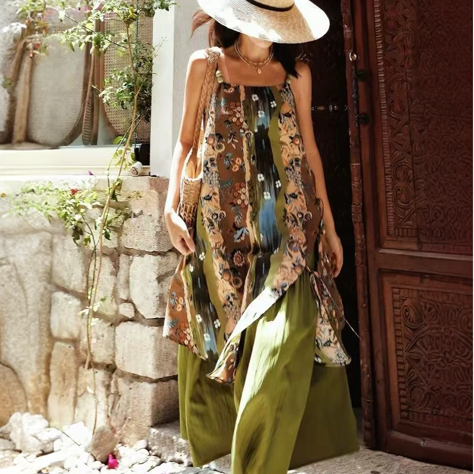 【小琴】绿野仙踪小众设计感拼接吊带裙