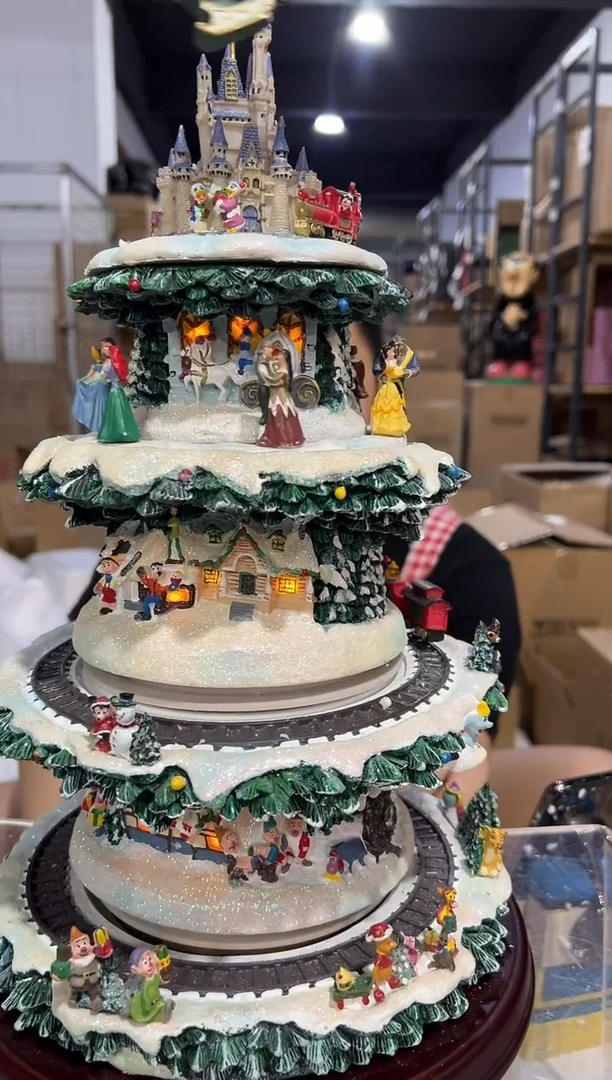 瓷片大号圣诞树转盘微瑕不退不换开箱视频