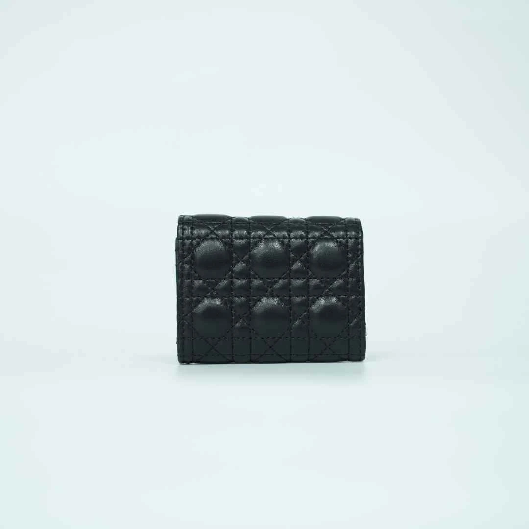 YUSHA/高档黑色阿D羊皮绣线款钱包