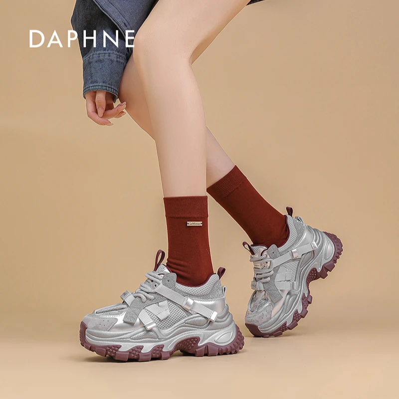 达芙妮厚底老爹鞋2025新款时尚舒适百搭休闲鞋爆款增高运动鞋女款