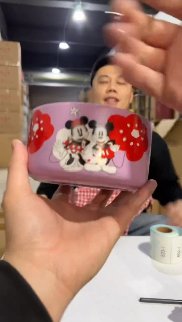 【闪购商品】杯紫色米奇米妮碗 陶瓷