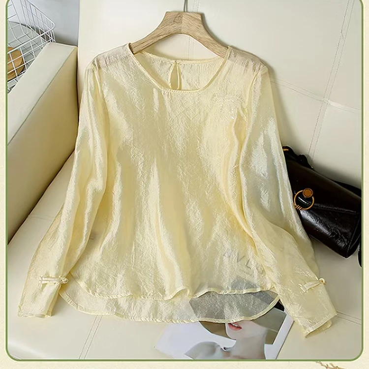 新款轻奢时尚减龄洋气百搭重工绣花国风中式春夏小衫